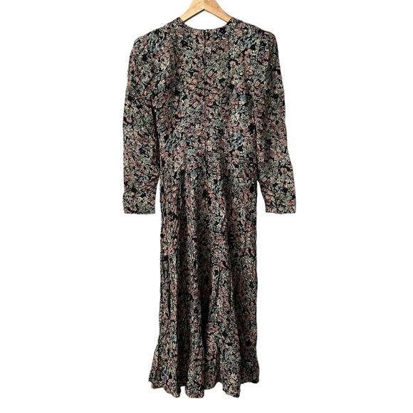 VTG Betsy's Things 90s Shoulder Pads Long Sleeve Drop Yoke Floral Cottagecore S - Picture 2 of 9